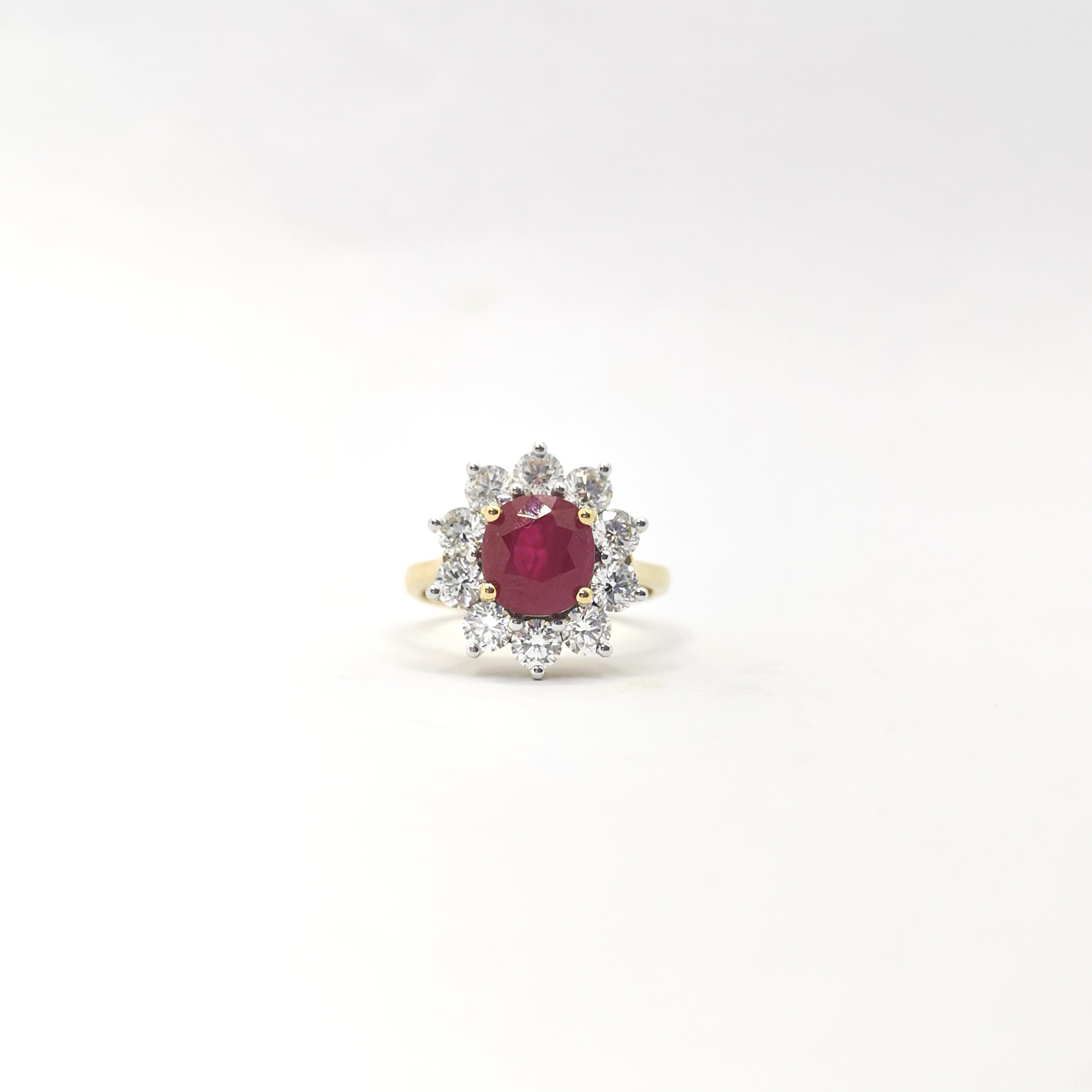 Ruby with Diamond Ring set in 18K Gold Settings For Sale 7