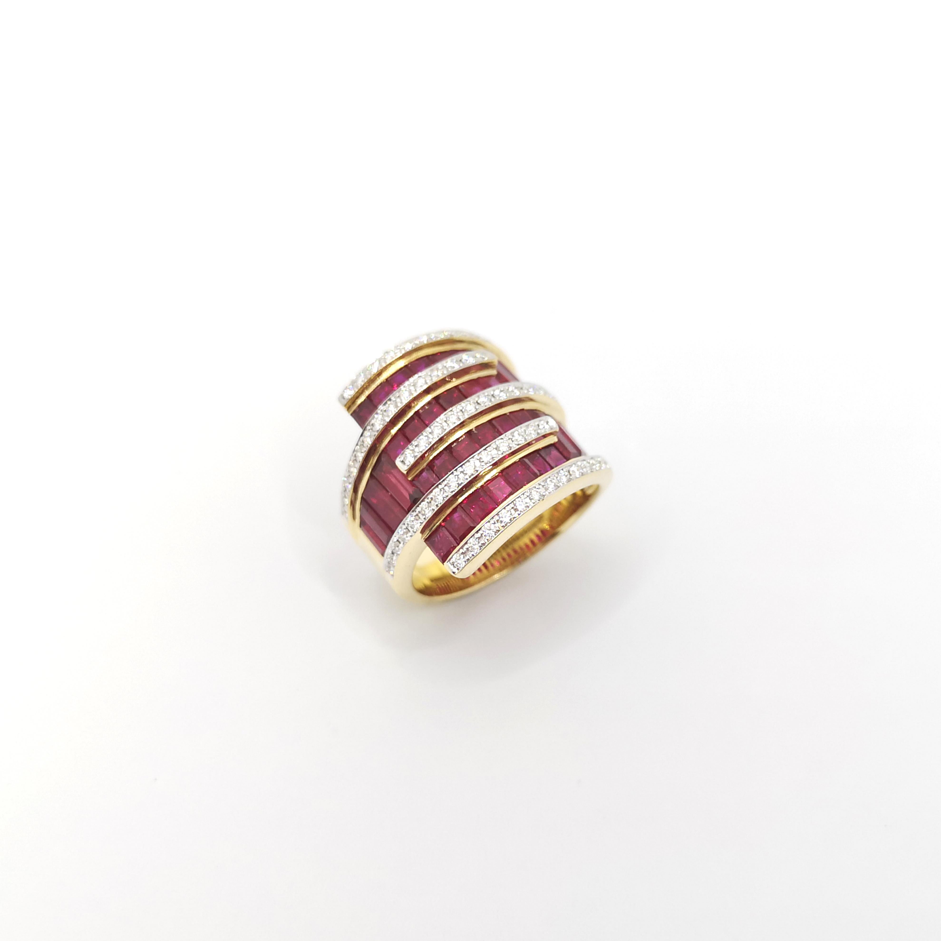 Rubin-Ring mit Diamanten in 18 Karat Gold gefasst im Angebot 7