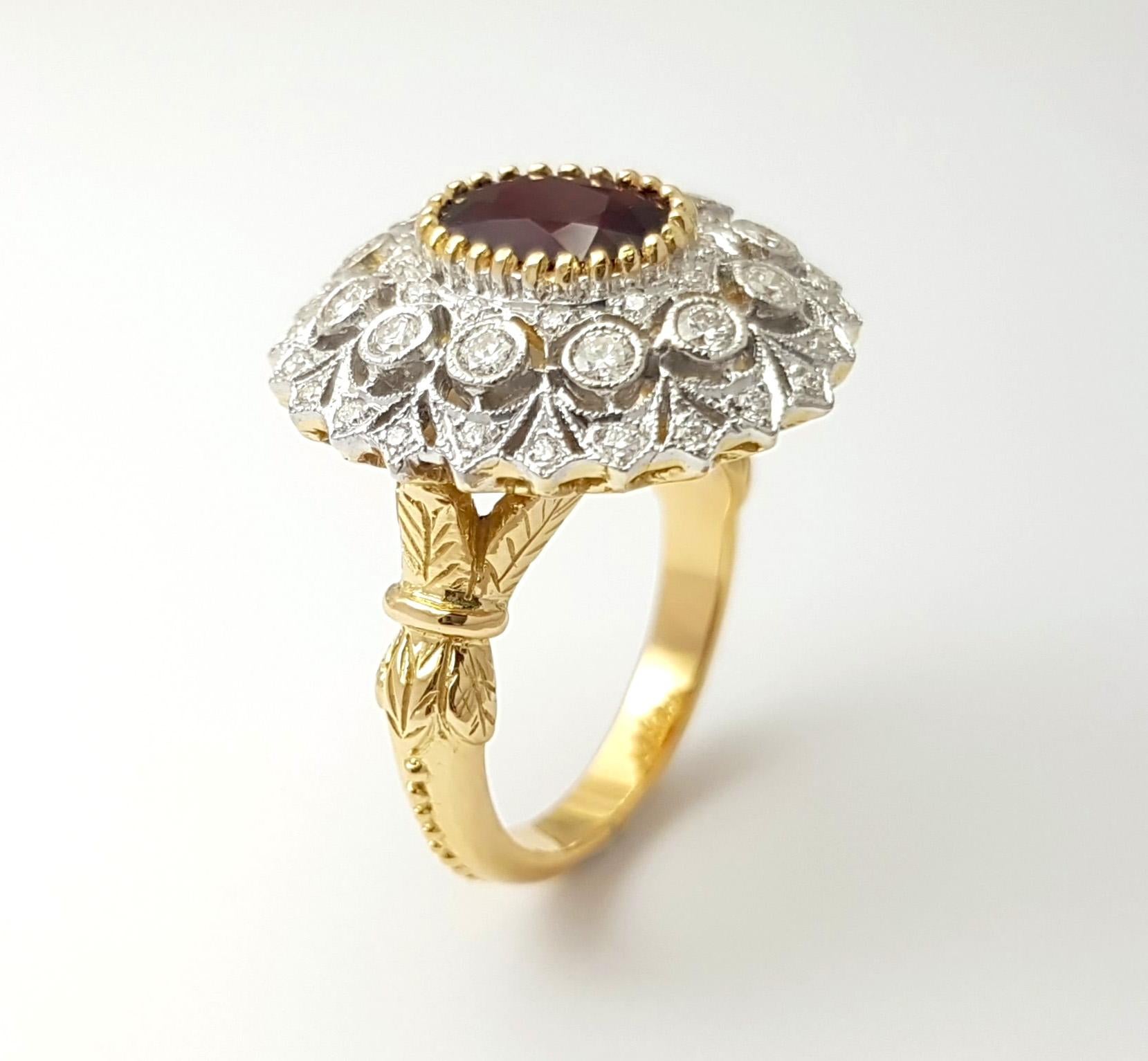 Rubin-Ring mit Diamanten in 18 Karat Gold gefasst im Angebot 7