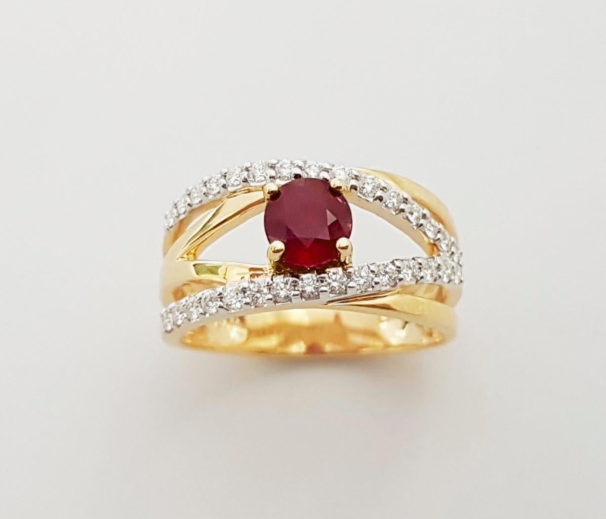 Rubin-Ring mit Diamanten in 18 Karat Gold gefasst im Angebot 7