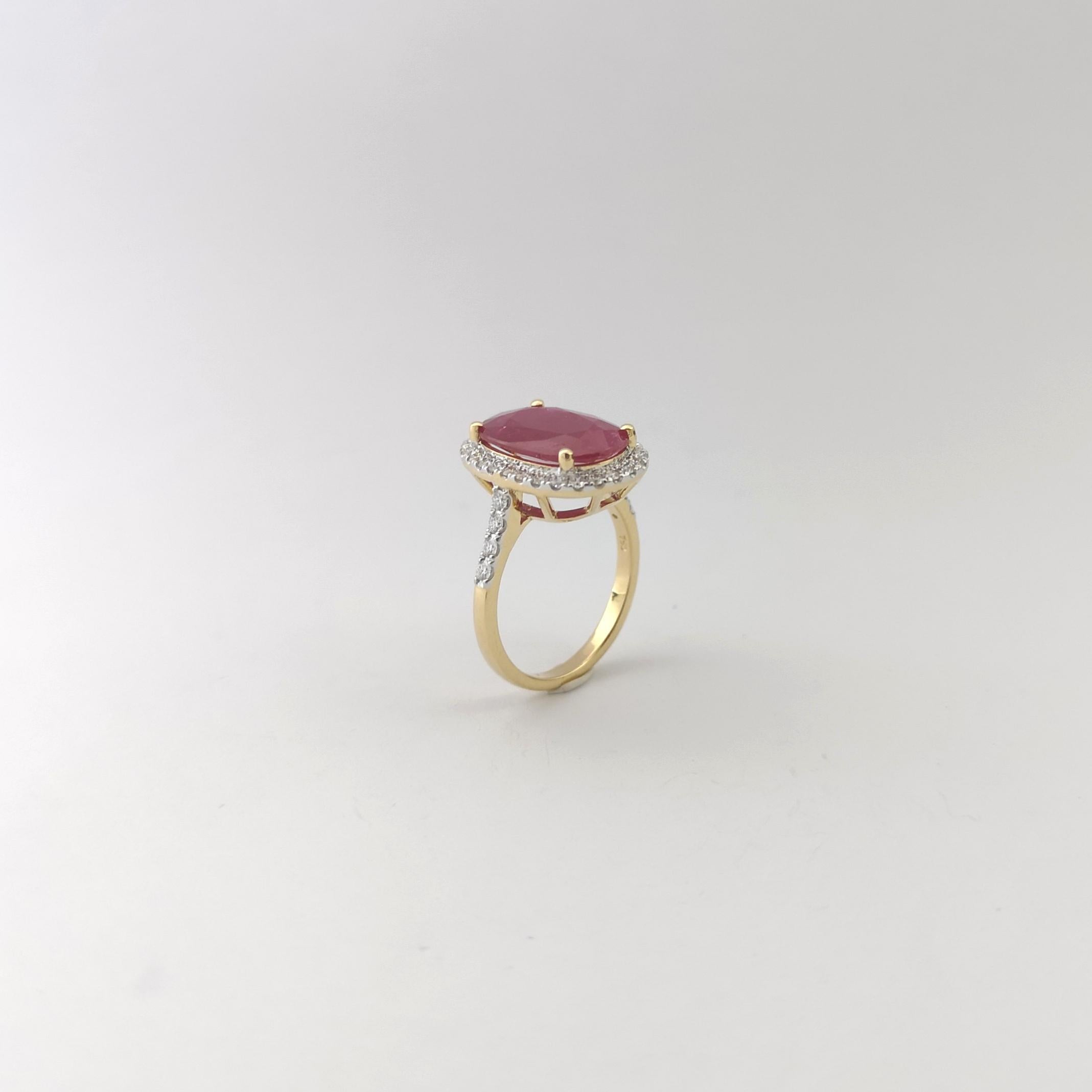 Ruby with Diamond Ring set in 18K Gold Settings For Sale 7