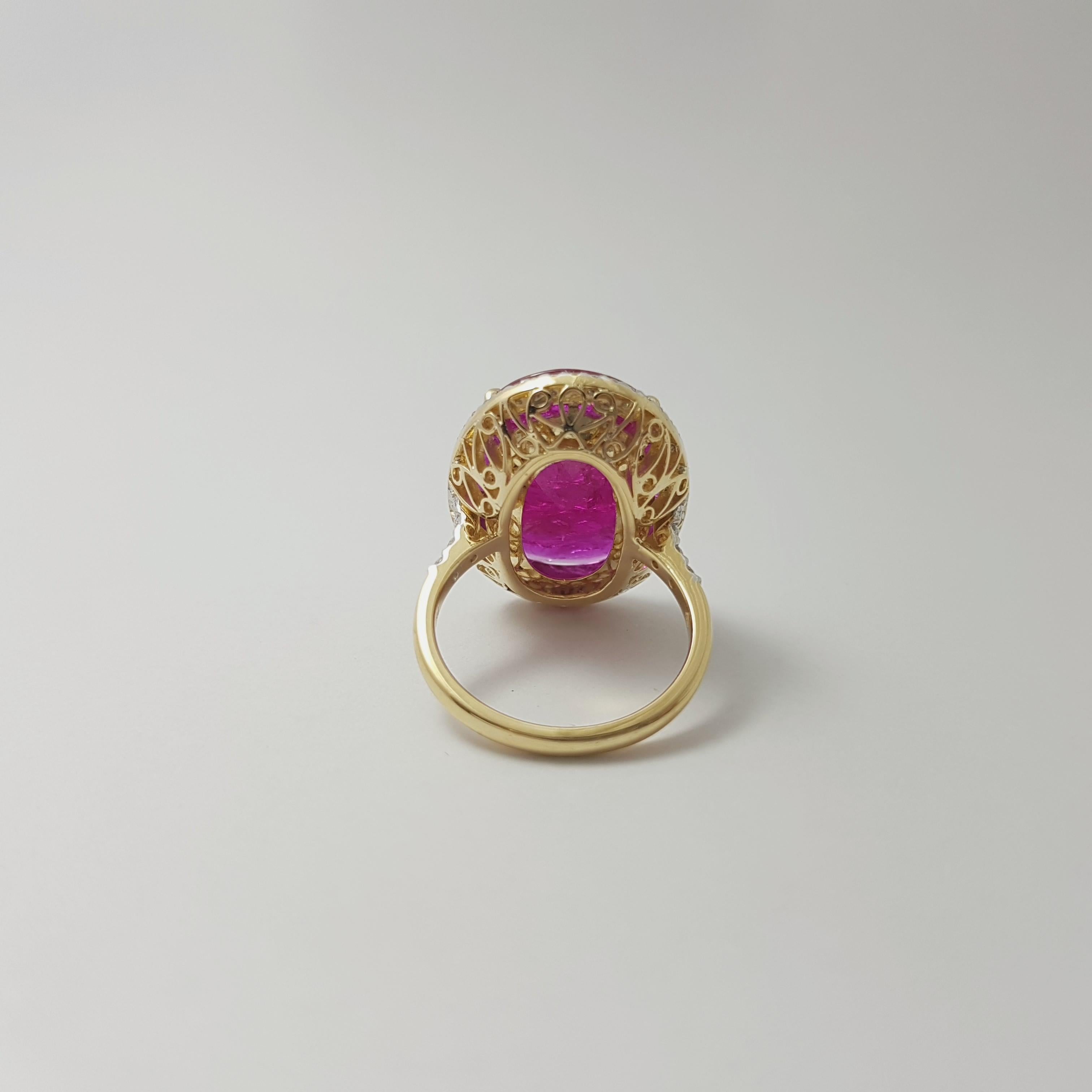 Ruby with Diamond Ring set in 18K Gold Settings For Sale 7