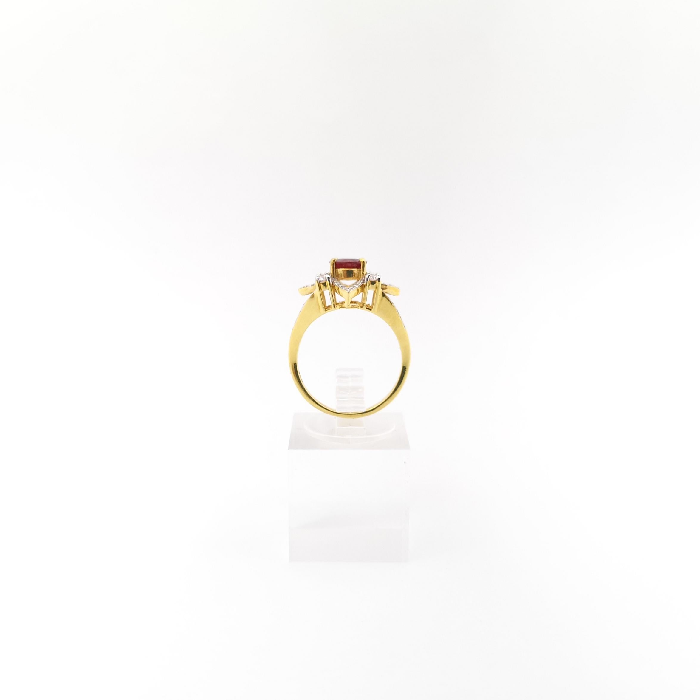 Ruby with Diamond Ring set in 18K Gold Settings For Sale 8