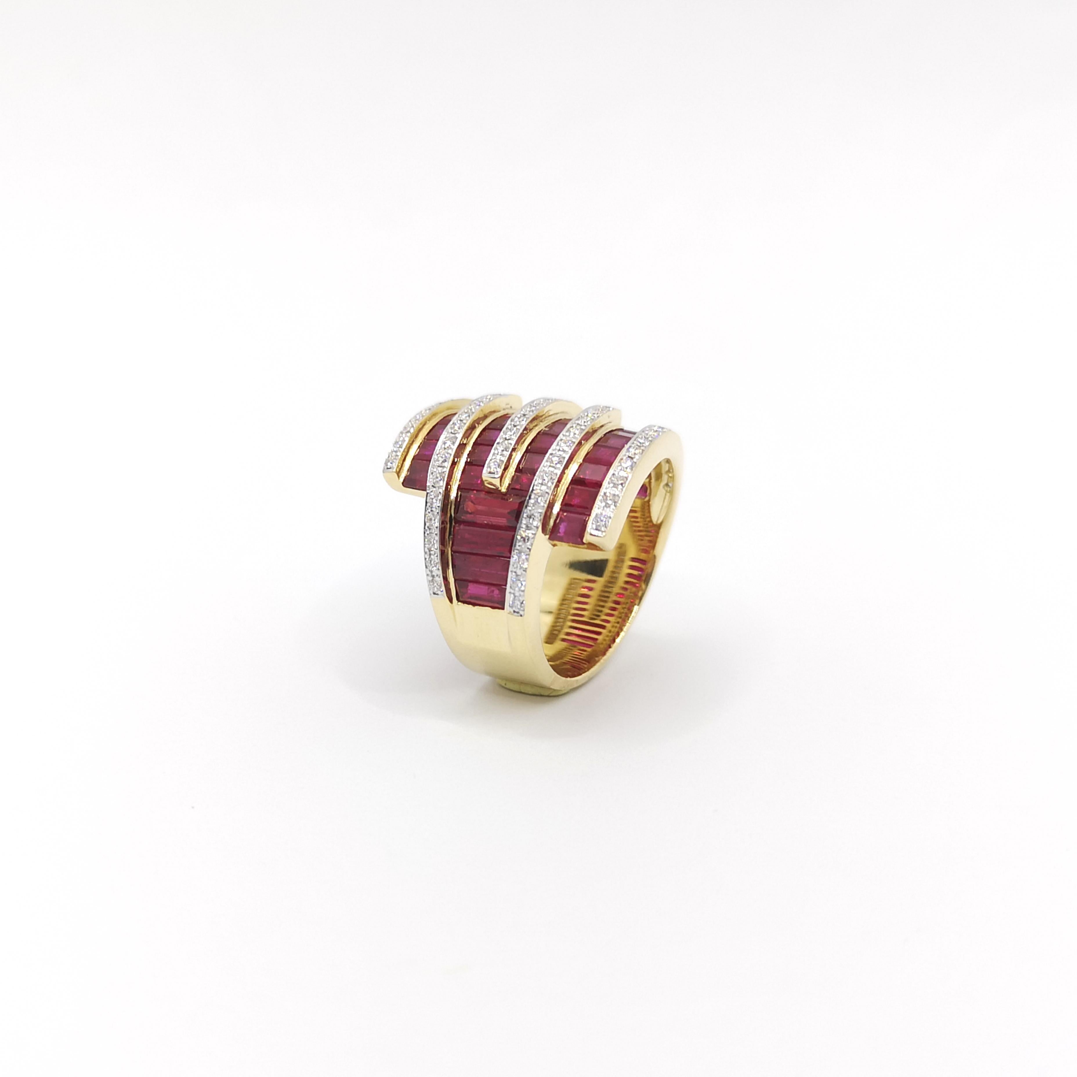 Rubin-Ring mit Diamanten in 18 Karat Gold gefasst im Angebot 8