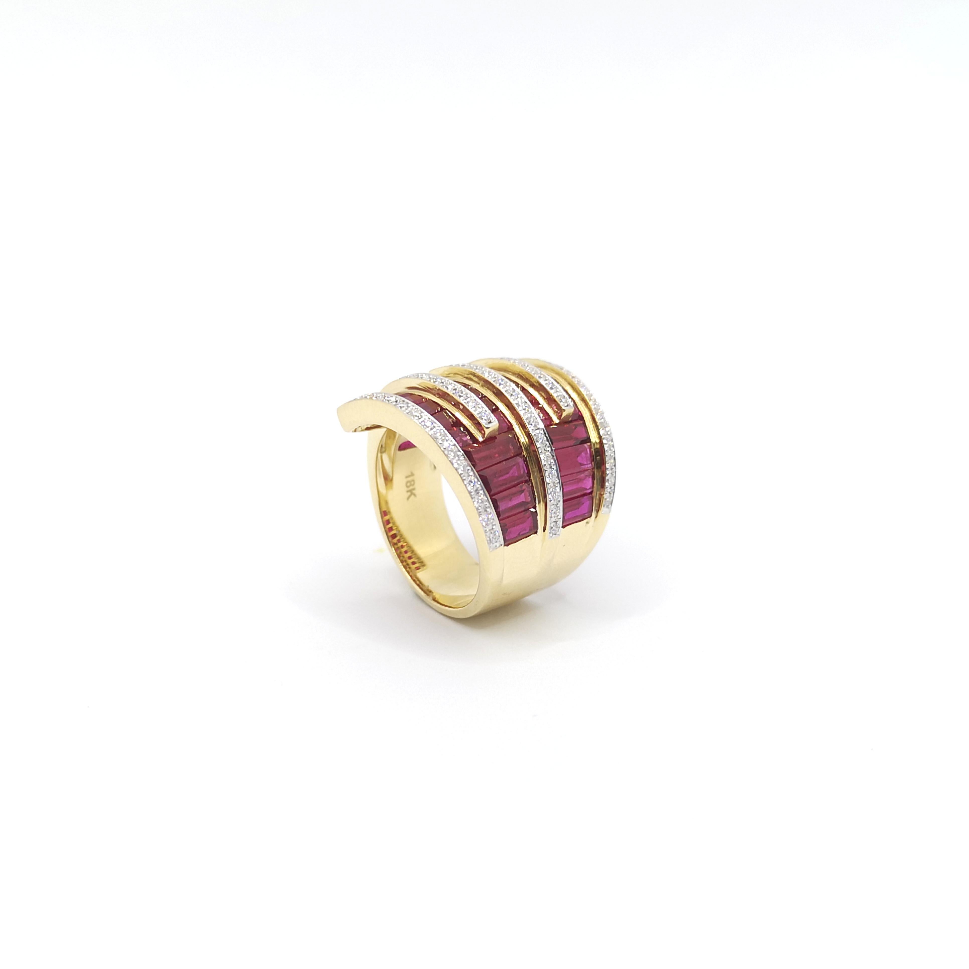 Rubin-Ring mit Diamanten in 18 Karat Gold gefasst im Angebot 9