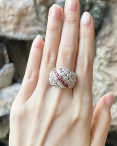 Ruby with Diamond Ring set in 18K Gold Settings