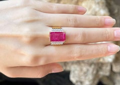 Ruby with Diamond  Ring set in 18K Gold Settings