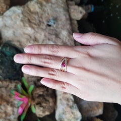 Ruby with Diamond Ring set in 18K Gold Settings