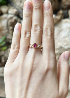 Ruby with Diamond Ring set in 18K Gold Settings