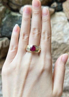 Ruby with Diamond Ring set in 18K Gold Settings