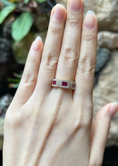 Ruby with Diamond Ring set in 18K Gold Settings
