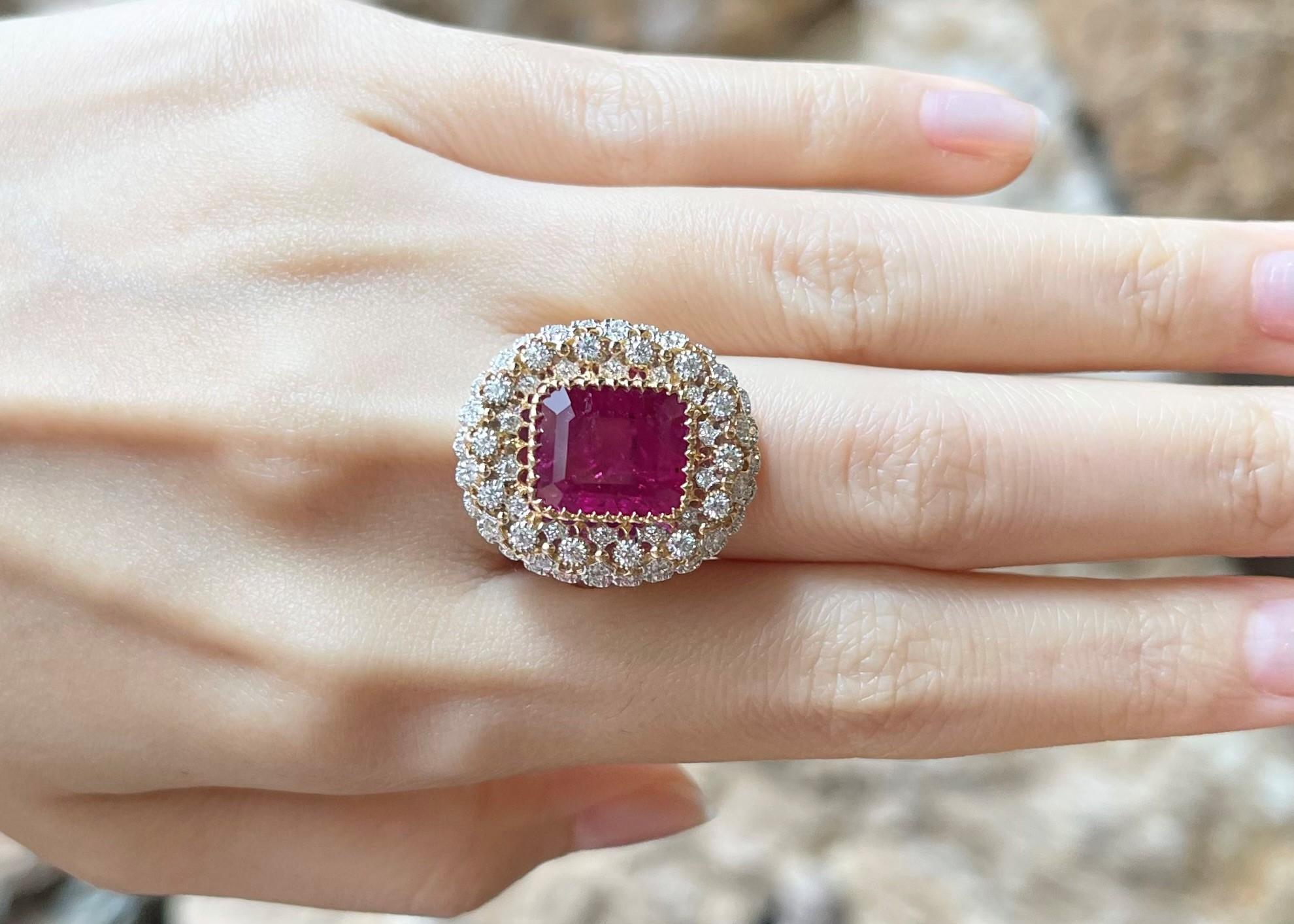 De las mujeres Anillo de rubí con diamantes engastado en oro de 18 quilates en venta