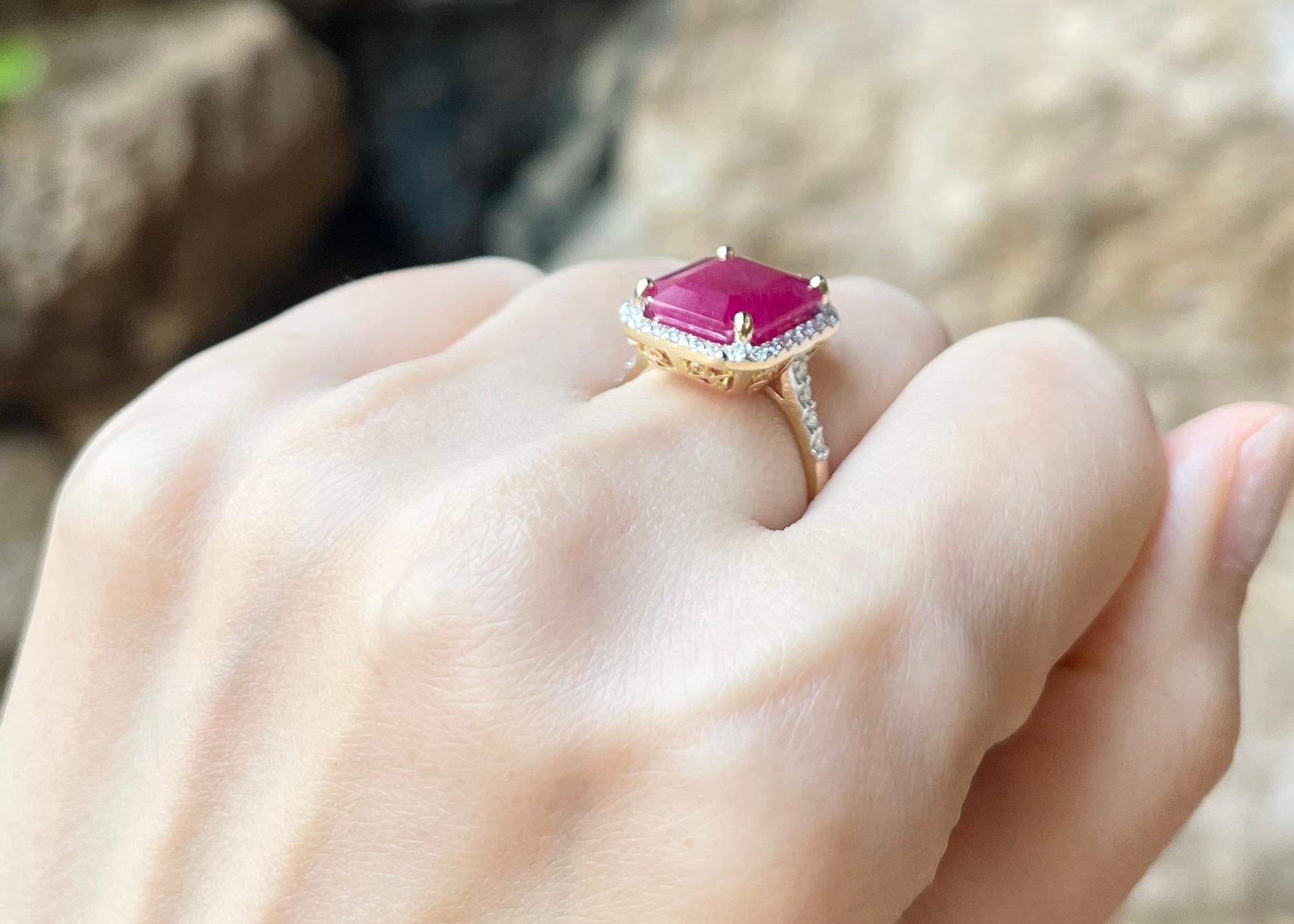 Women's Ruby with Diamond Ring set in 18K Gold Settings For Sale