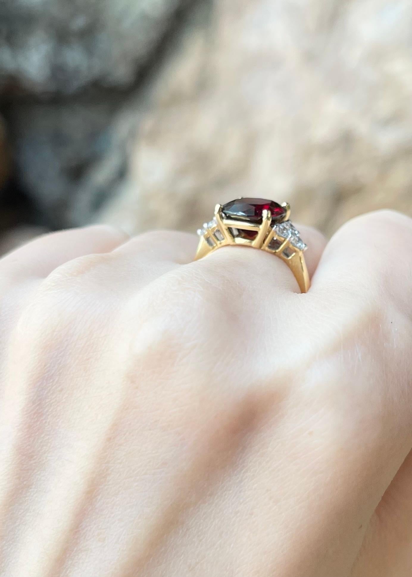 Women's Ruby with Diamond Ring set in 18K Gold Settings For Sale