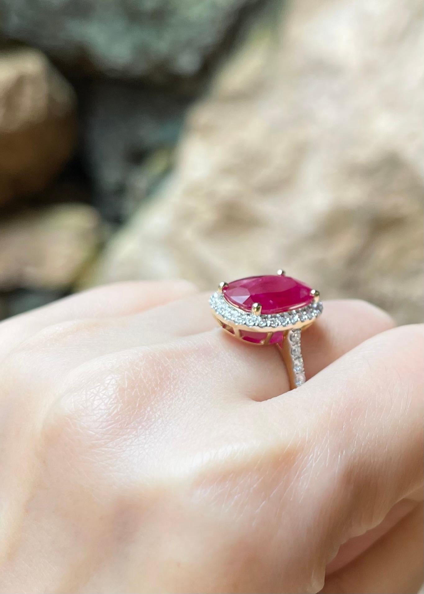 Women's Ruby with Diamond Ring set in 18K Gold Settings For Sale