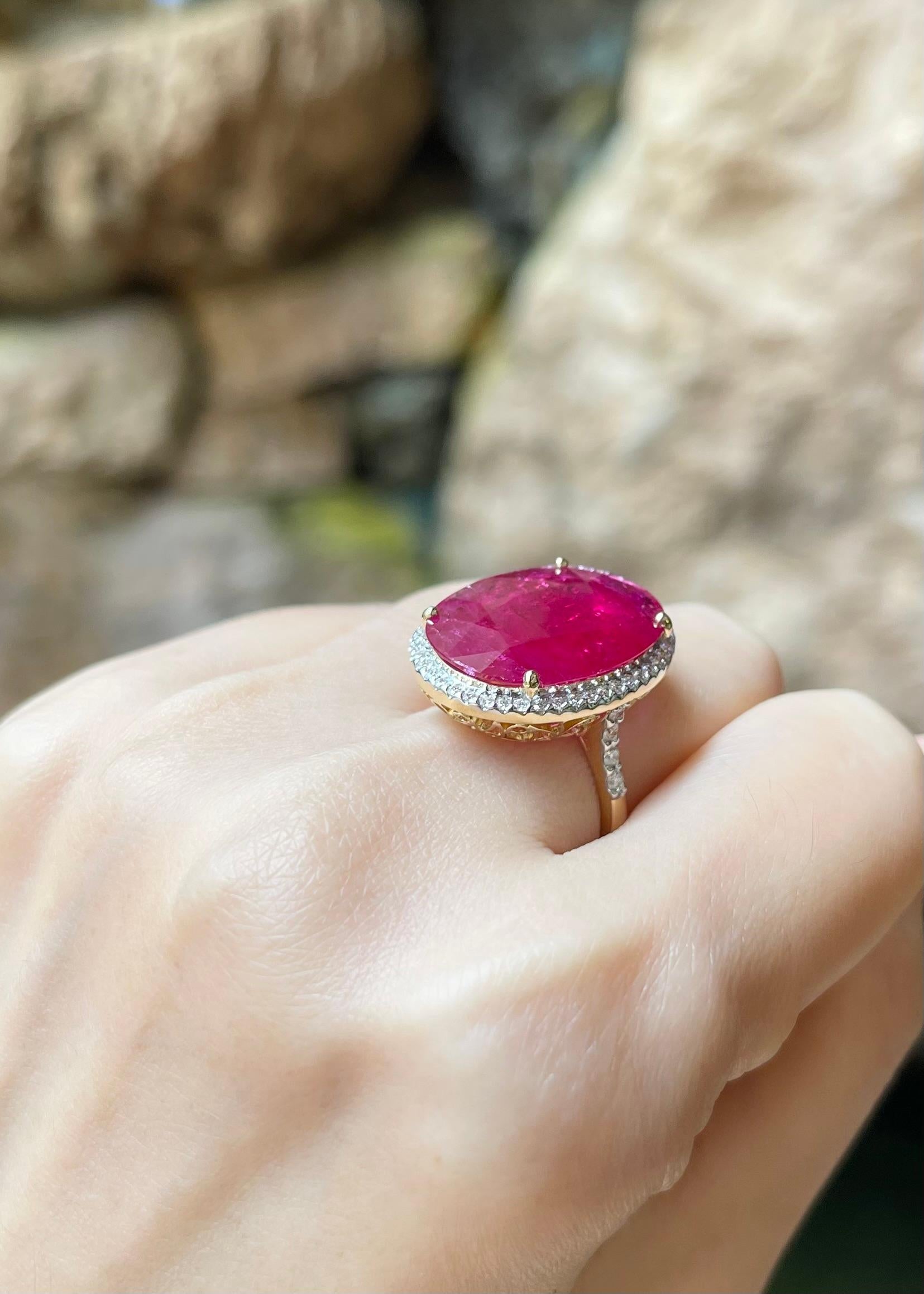 Women's Ruby with Diamond Ring set in 18K Gold Settings For Sale