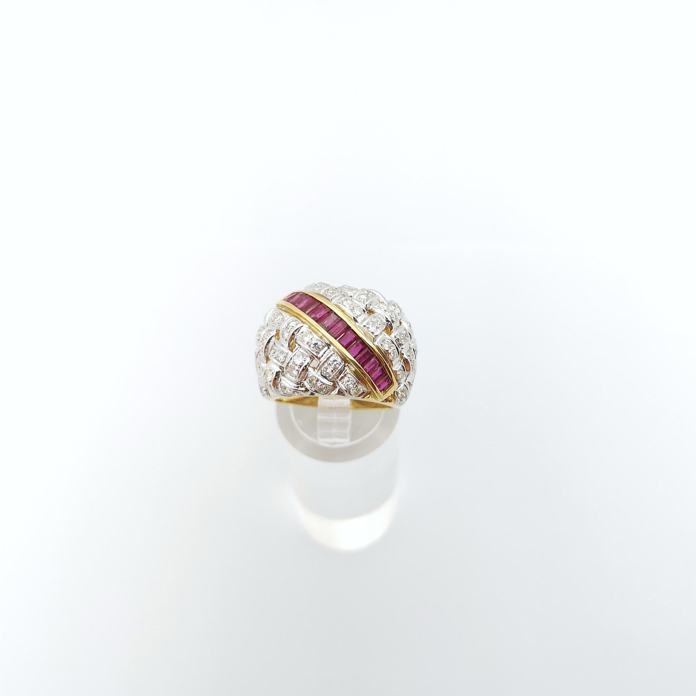Ruby with Diamond Ring set in 18K Gold Settings For Sale 1