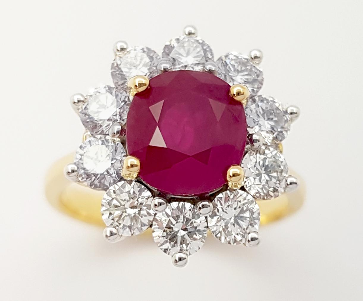 Ruby with Diamond Ring set in 18K Gold Settings For Sale 1