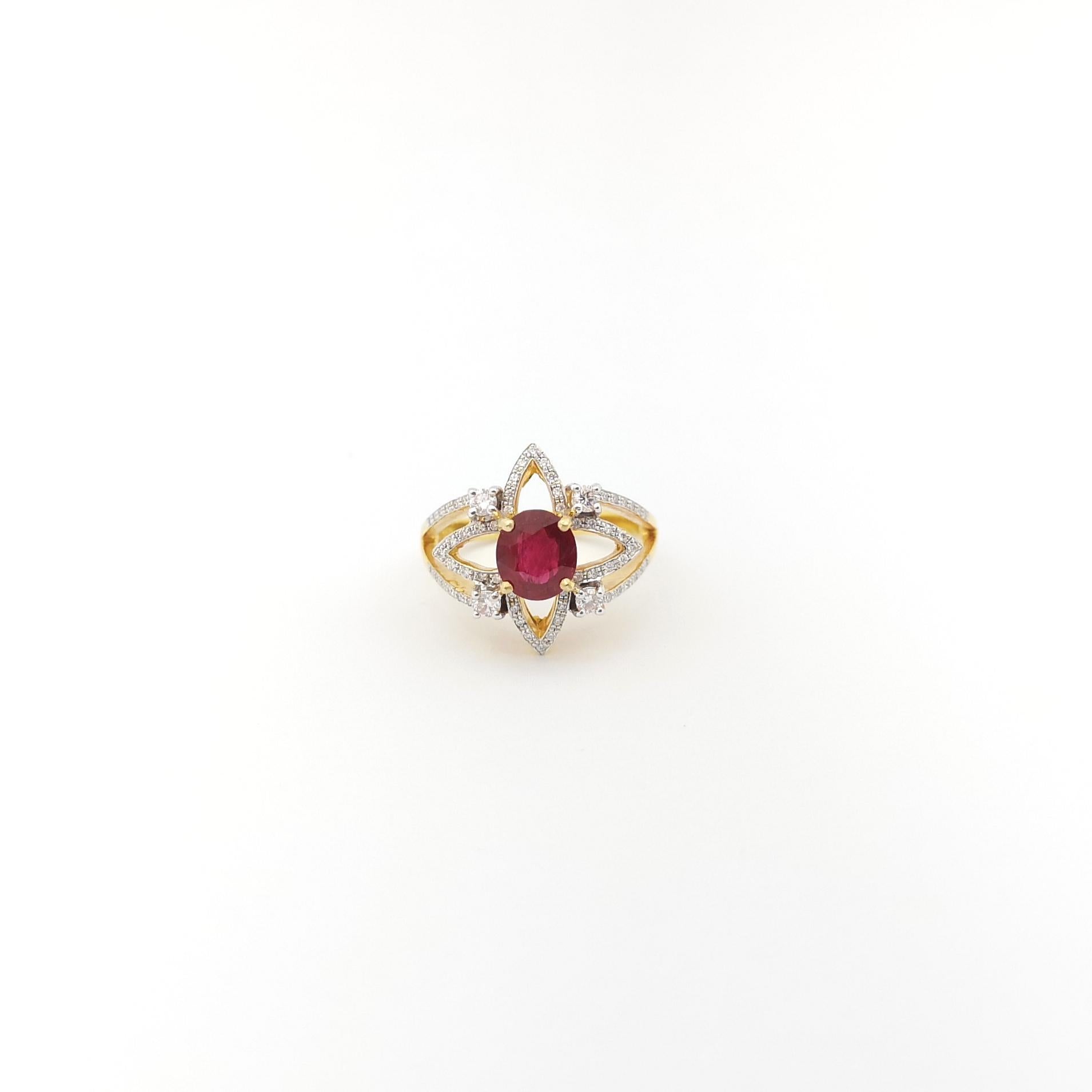 Ruby with Diamond Ring set in 18K Gold Settings For Sale 2