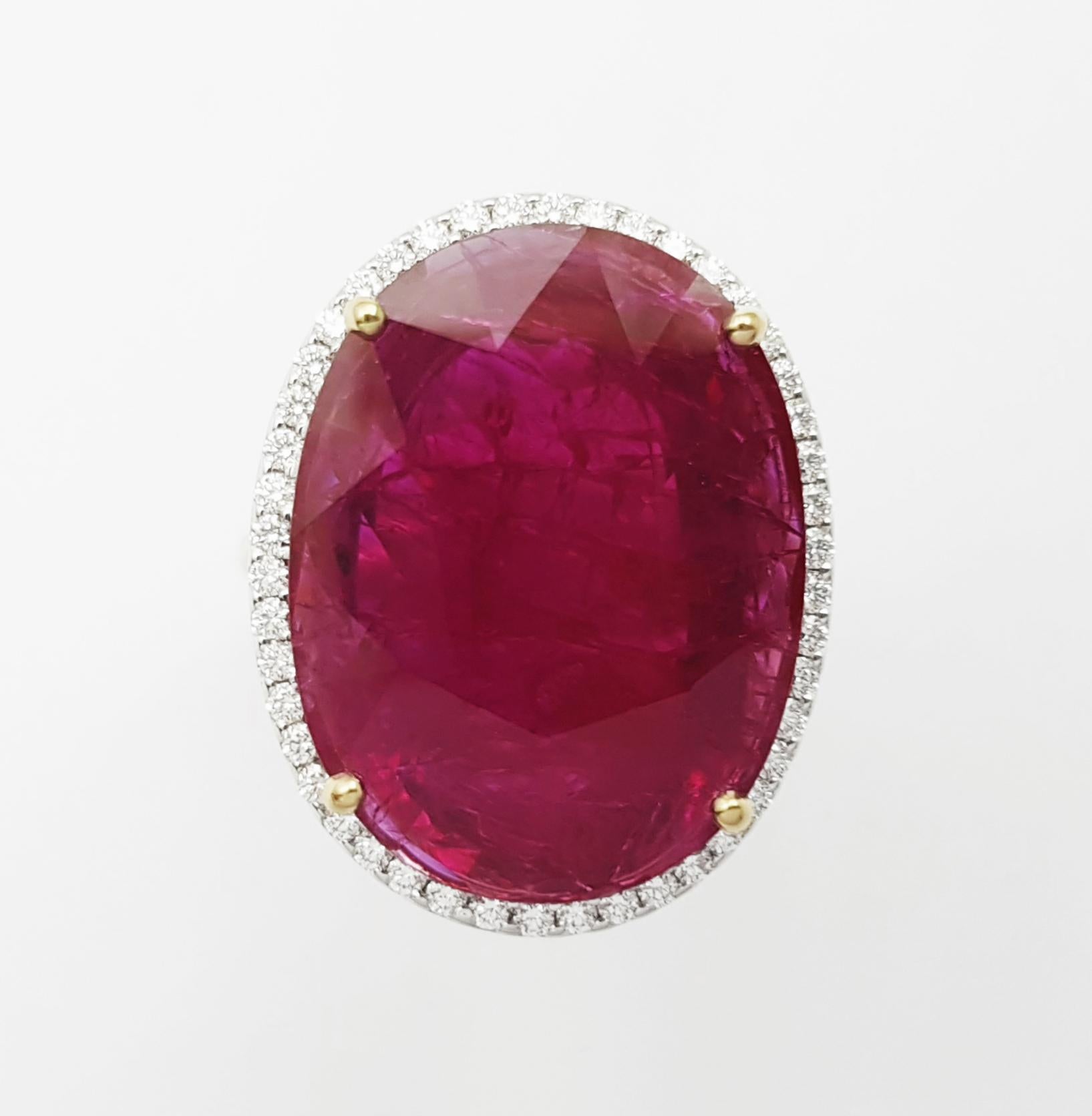 Ruby with Diamond Ring set in 18K Gold Settings For Sale 2