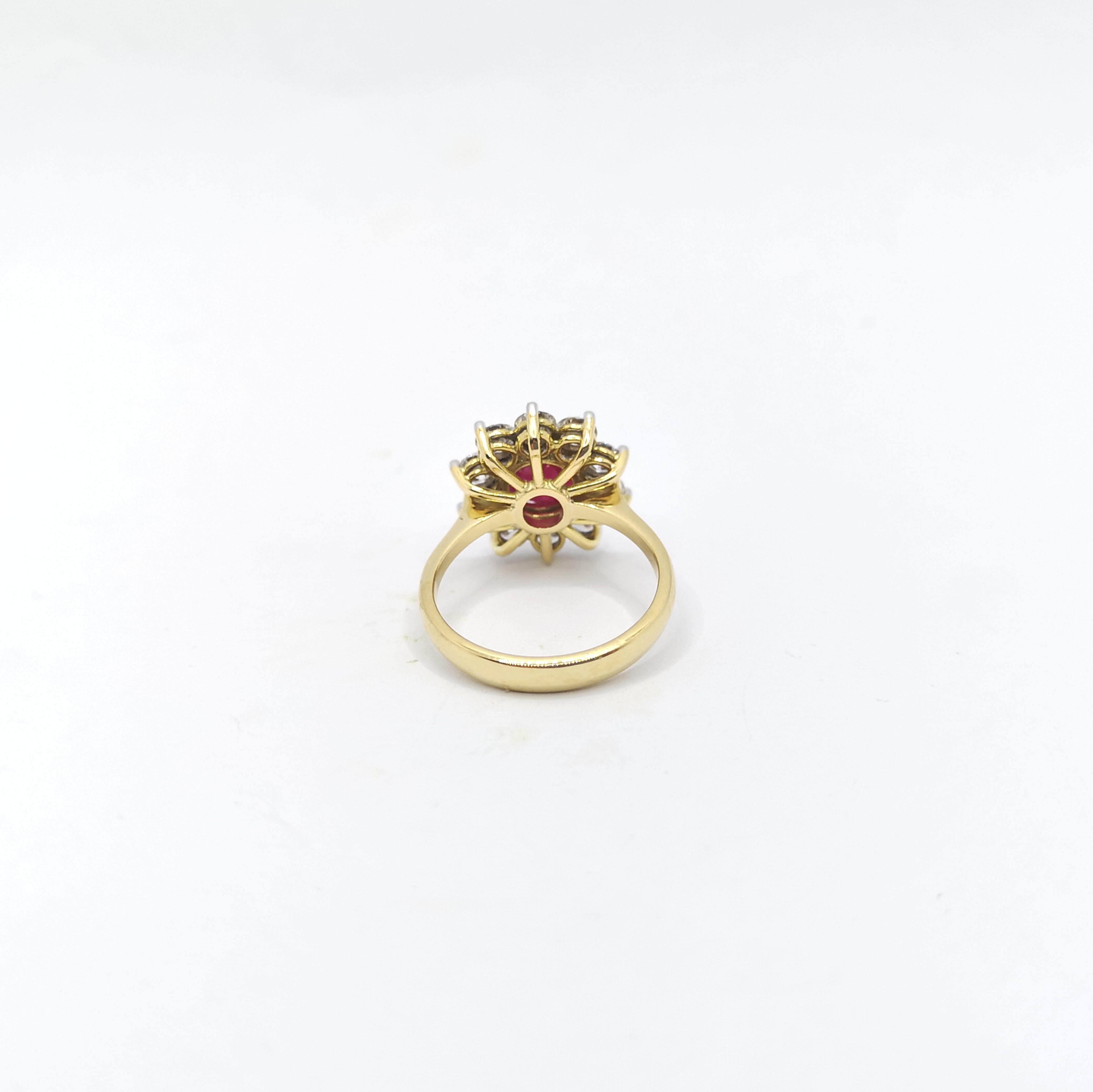 Ruby with Diamond Ring set in 18K Gold Settings For Sale 3