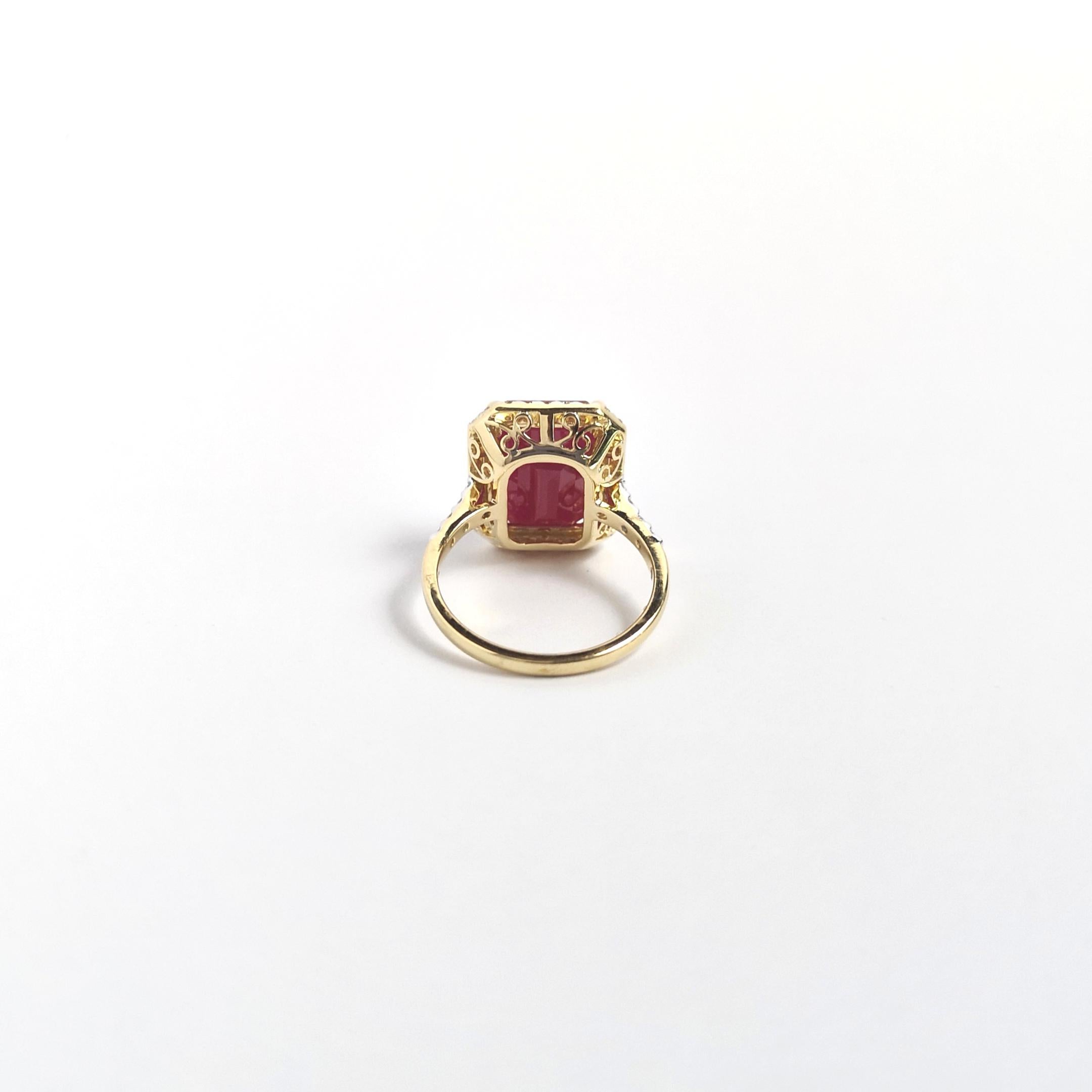 Ruby with Diamond Ring set in 18K Gold Settings For Sale 3