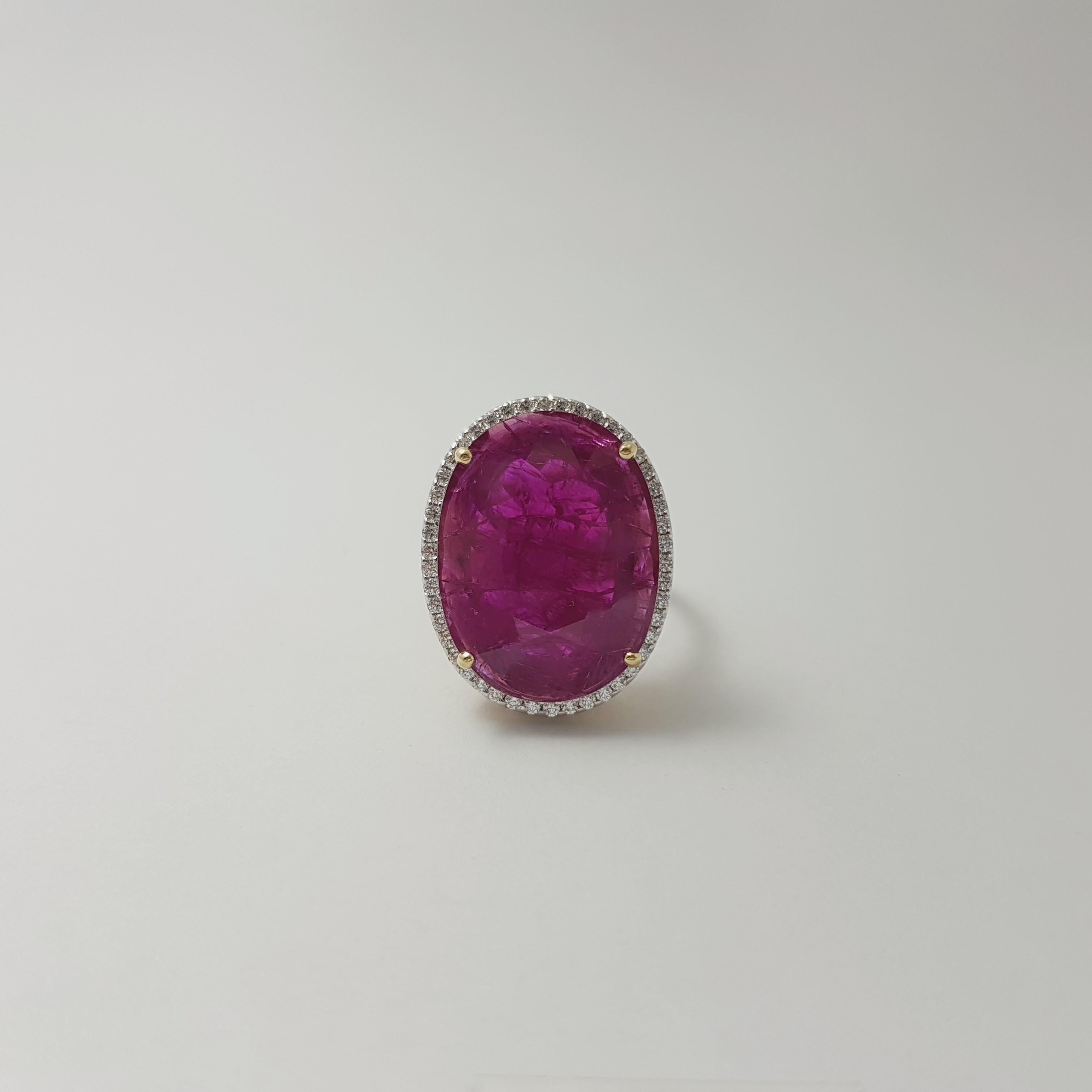Ruby with Diamond Ring set in 18K Gold Settings For Sale 3