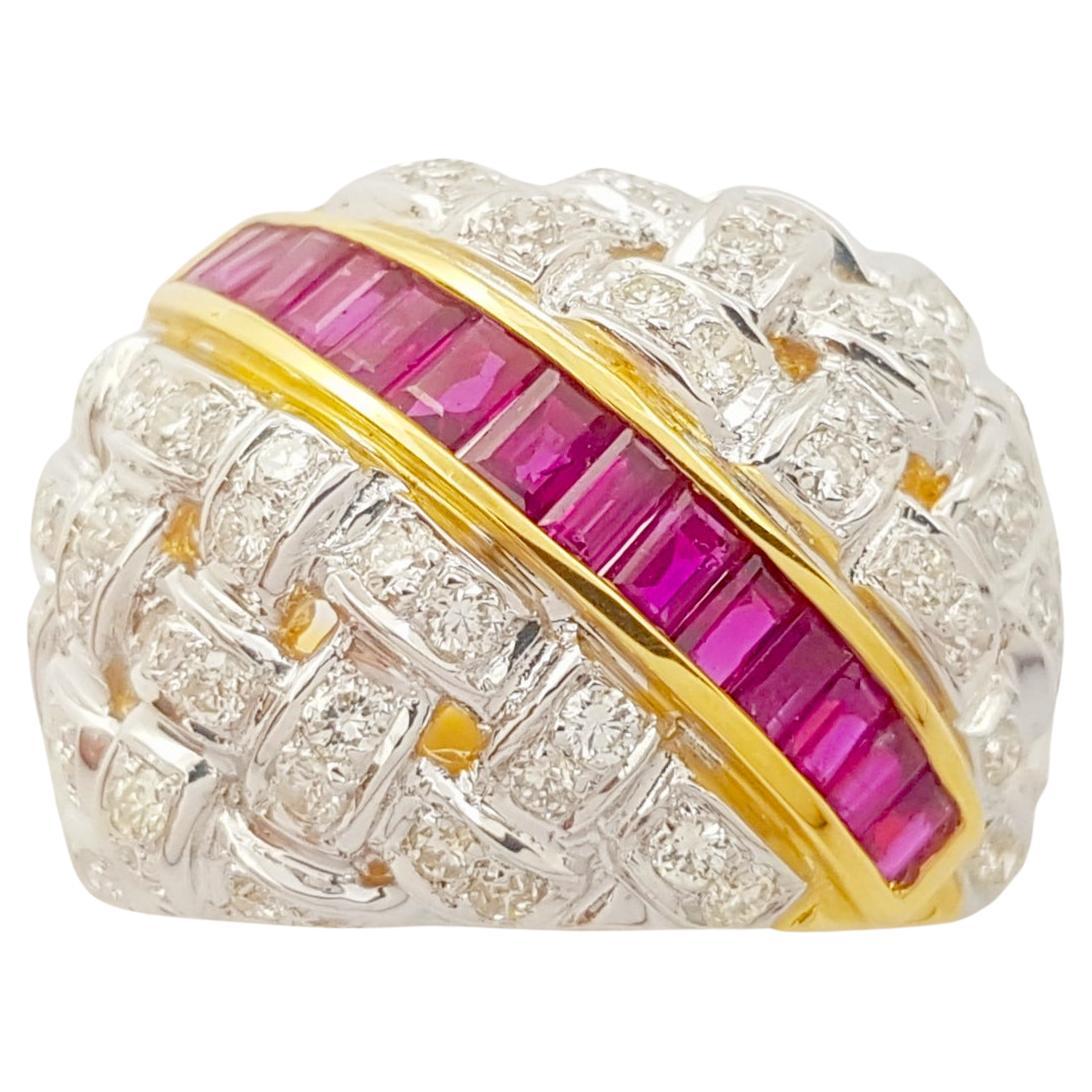 Ruby with Diamond Ring set in 18K Gold Settings