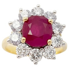 Bague en or 18 carats sertie de rubis et de diamants