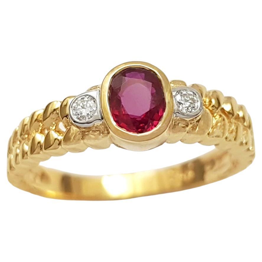 Ruby with Diamond Ring set in 18K Gold Settings