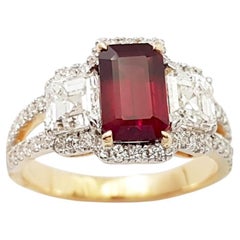 Ruby with Diamond Ring set in 18K Gold Settings