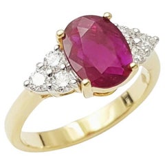 Ruby with Diamond Ring set in 18K Gold Settings