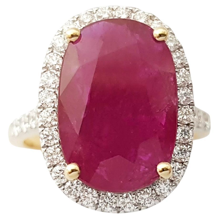 Ruby with Diamond Ring set in 18K Gold Settings