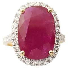 Ruby with Diamond Ring set in 18K Gold Settings