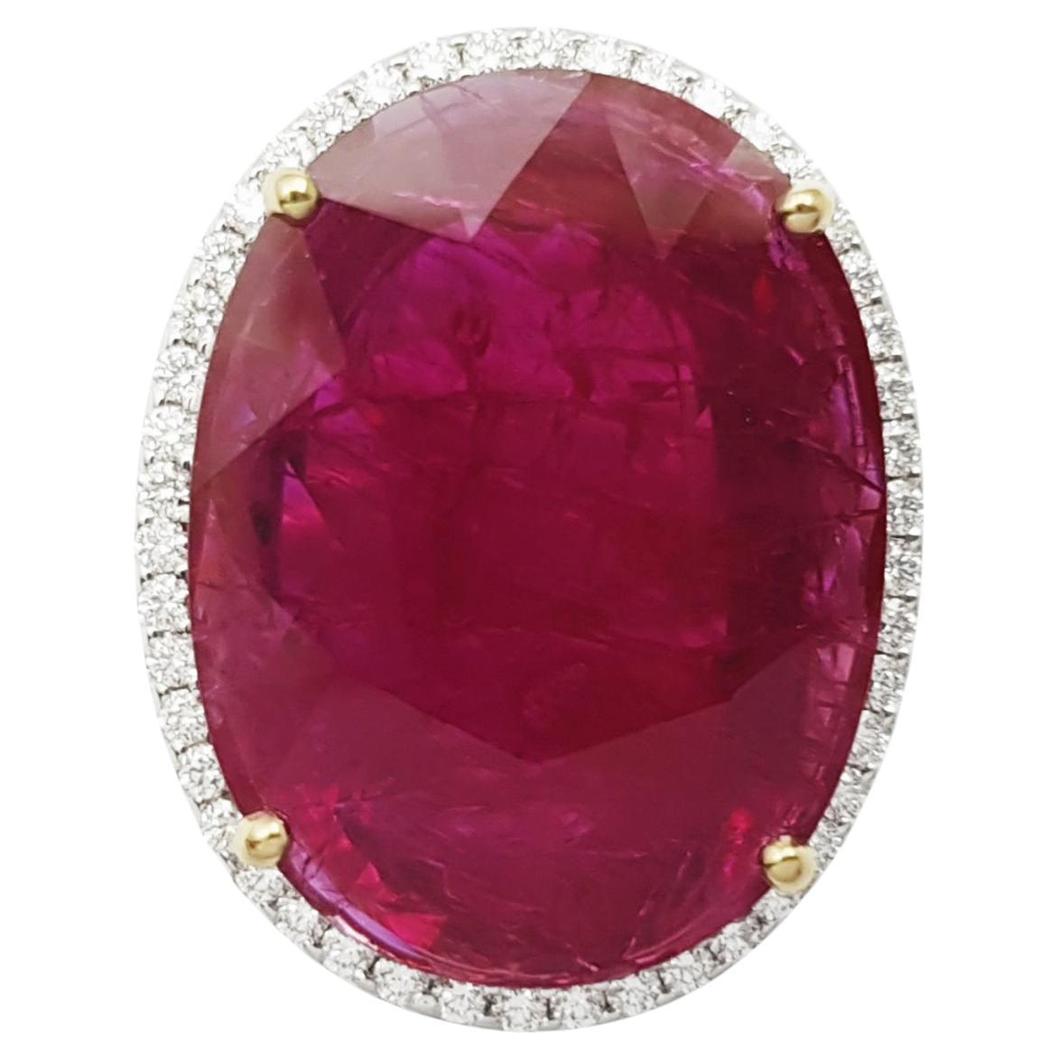 Ruby with Diamond Ring set in 18K Gold Settings For Sale