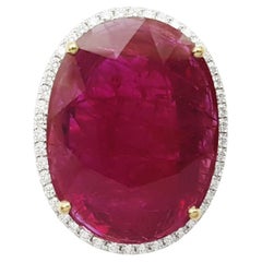 Ruby with Diamond Ring set in 18K Gold Settings