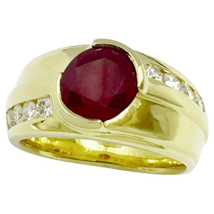 Ruby with Diamond Ring set in 18K Gold Settings For Sale