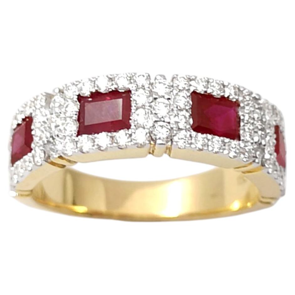 Ruby with Diamond Ring set in 18K Gold Settings For Sale