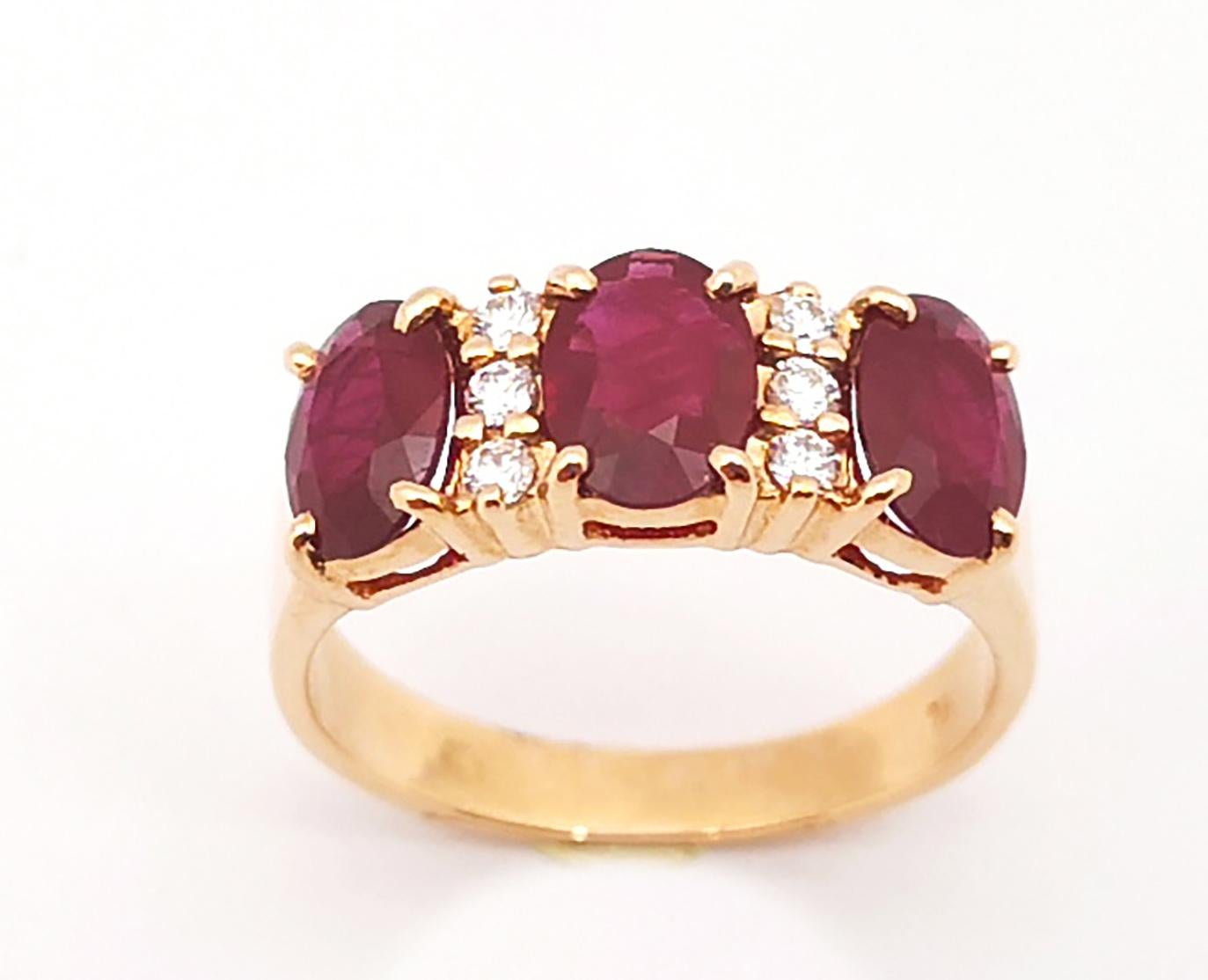 Ruby with Diamond Ring set in 18K Rose Gold Settings For Sale 5