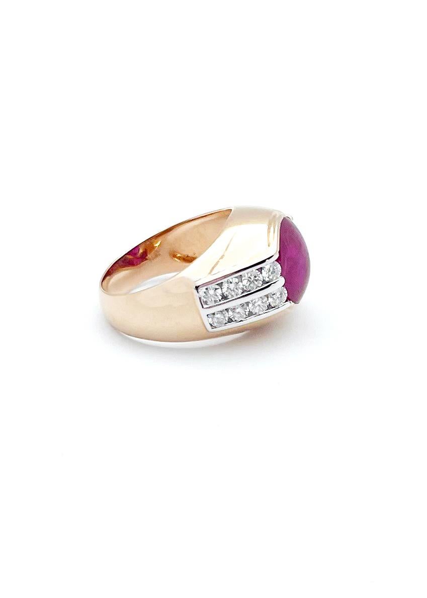 Anillo de Rubí con Diamante engastado en Oro Rosa de 18K en venta 5