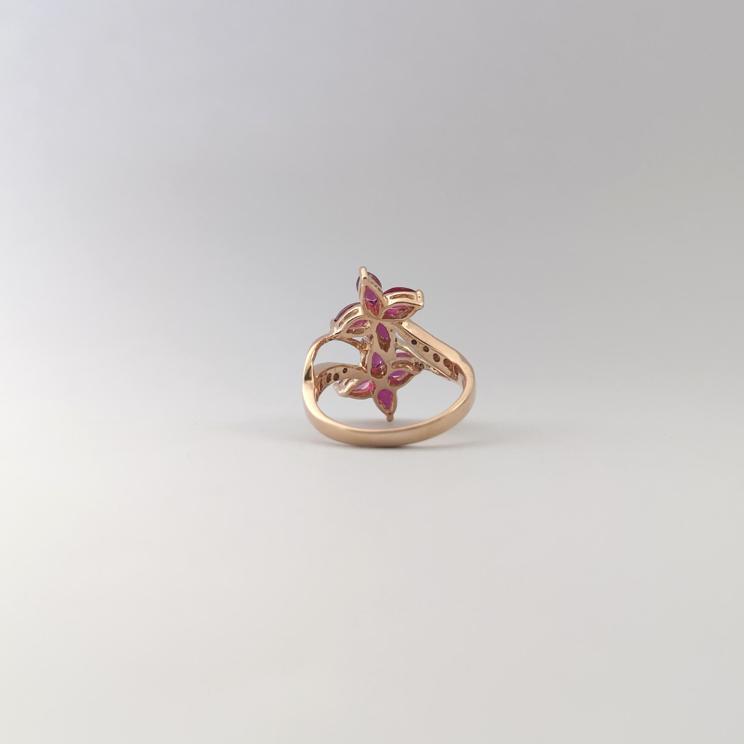 Rubin-Ring mit Diamanten in 18 Karat Roségold gefasst im Angebot 5