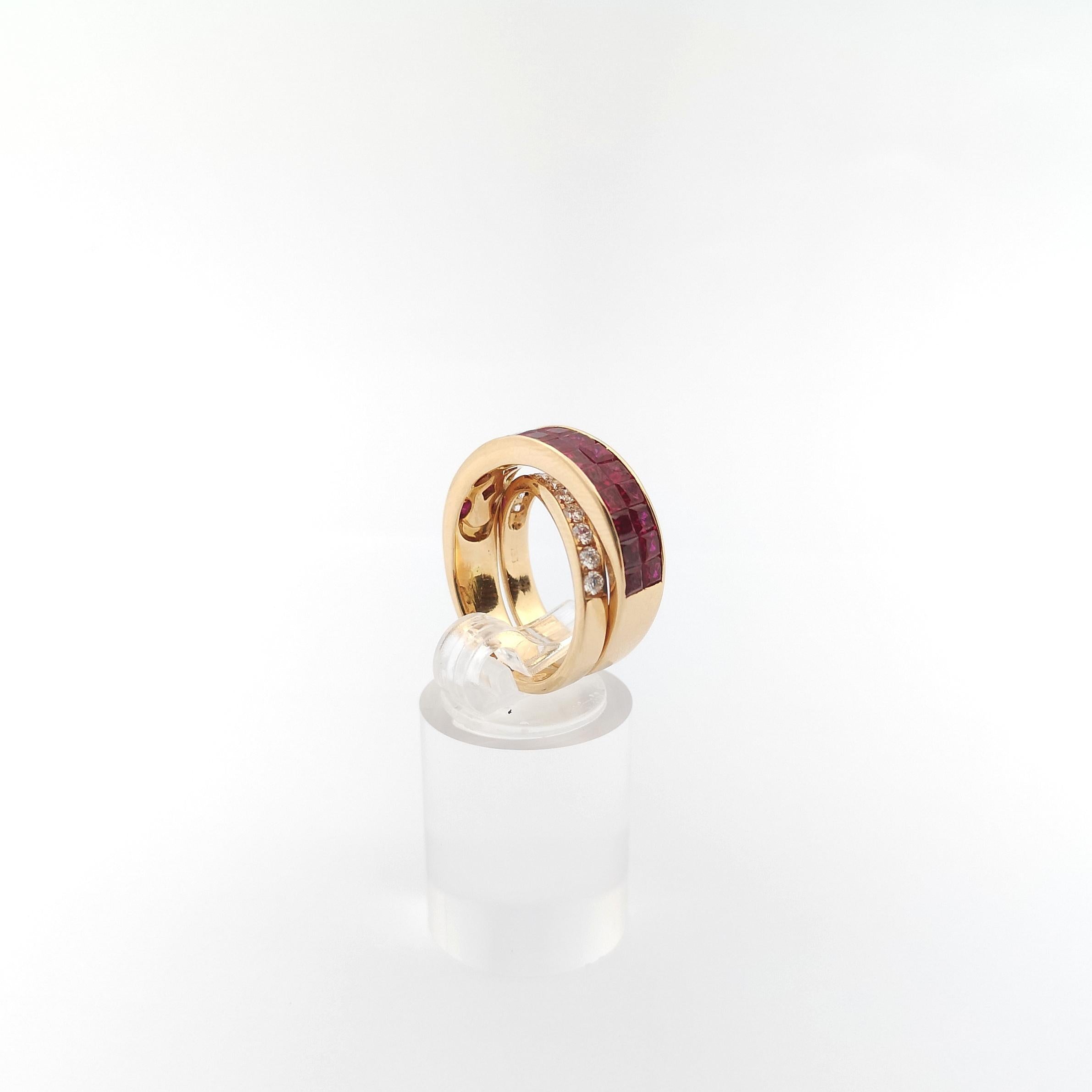 Anello con rubino e diamante con montatura in oro rosa 18K in vendita 6
