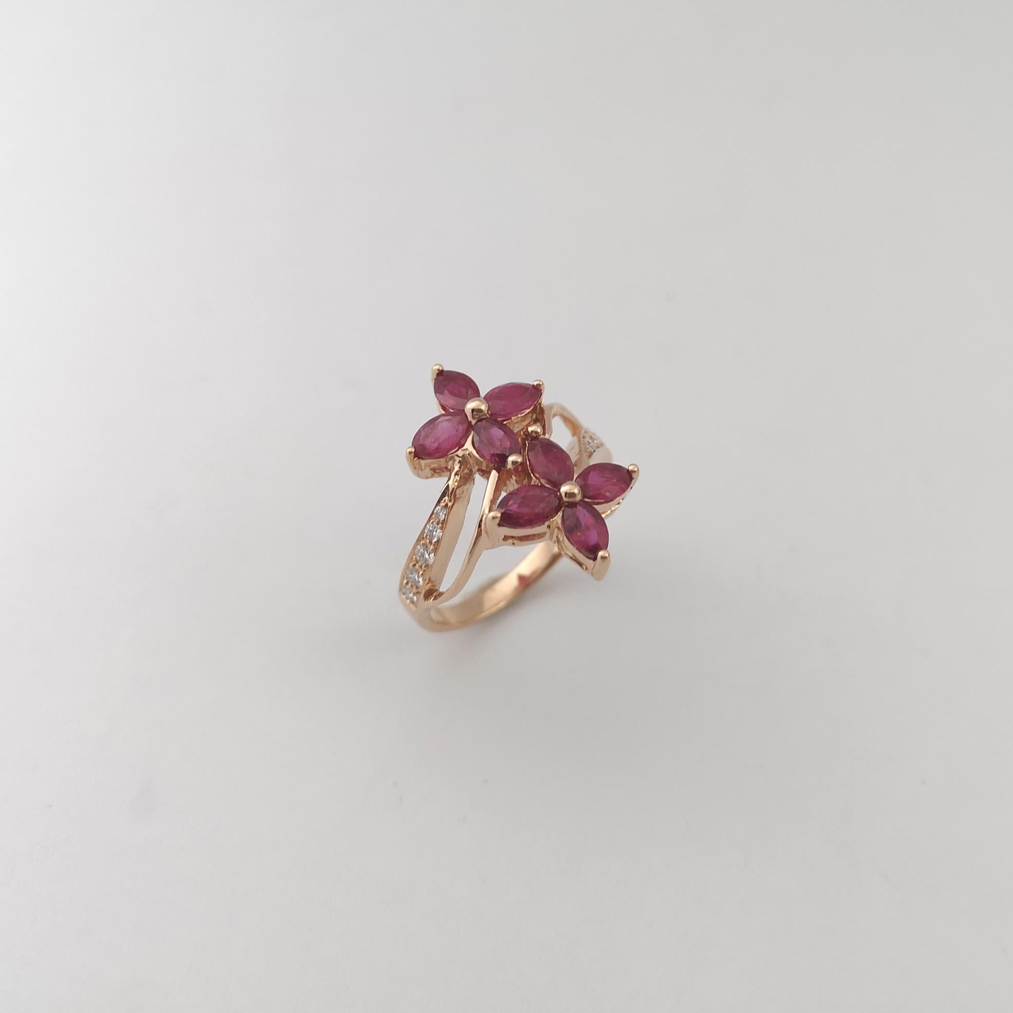 Rubin-Ring mit Diamanten in 18 Karat Roségold gefasst im Angebot 6