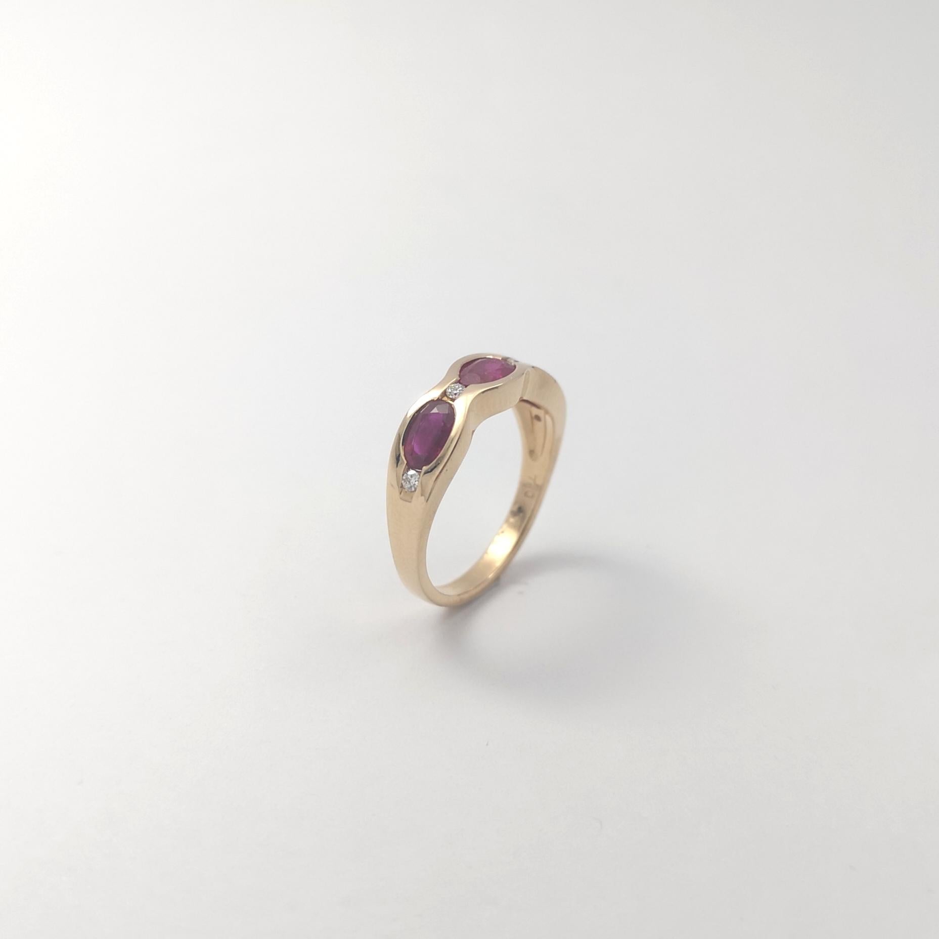 Anello con rubino e diamante con montatura in oro rosa 18K in vendita 7