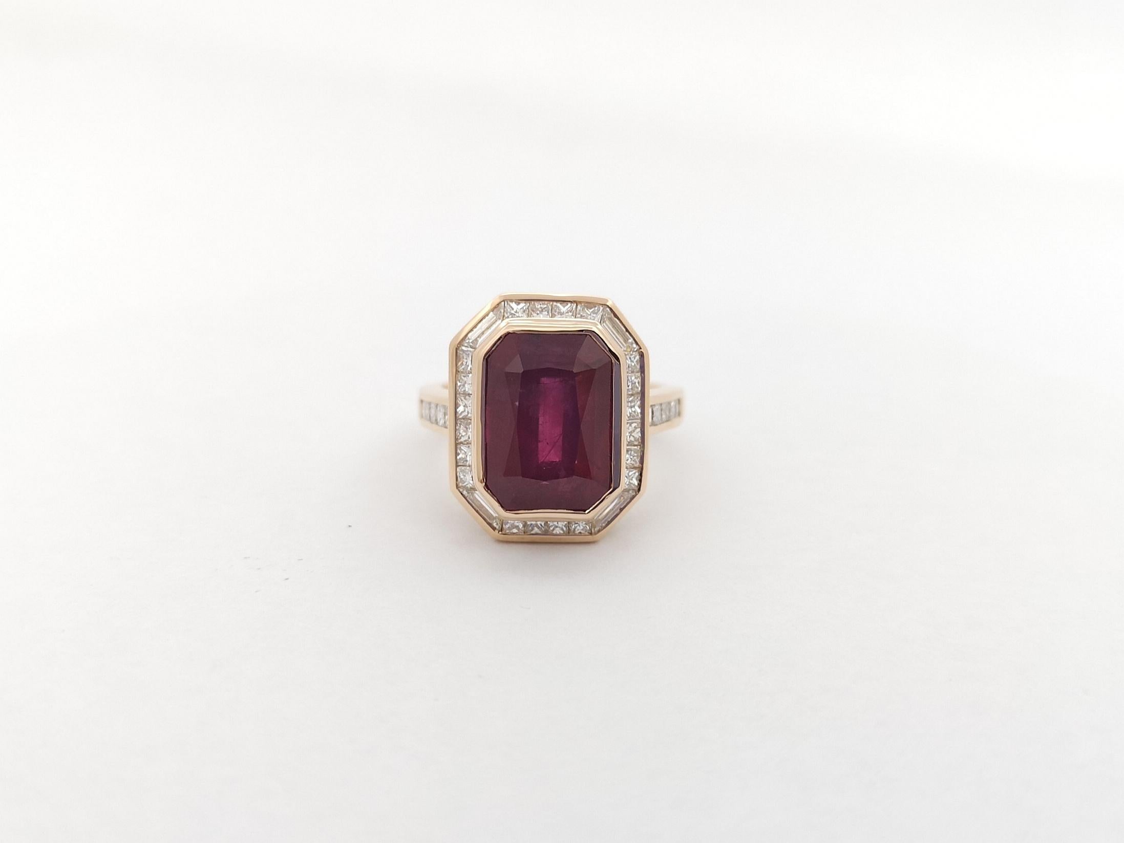 Ruby with Diamond Ring set in 18K Rose Gold Settings For Sale 8