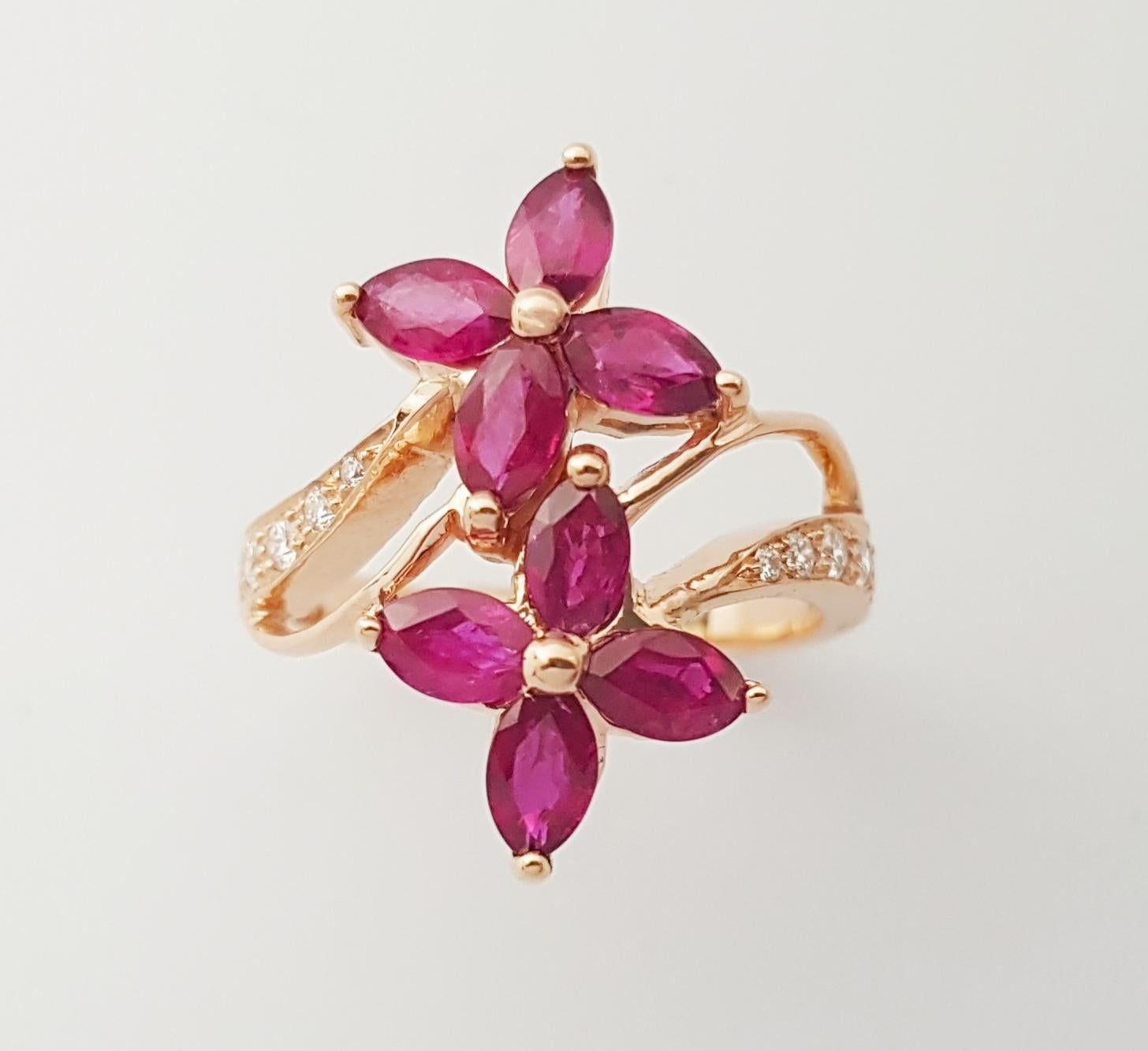 Rubin-Ring mit Diamanten in 18 Karat Roségold gefasst im Angebot 8