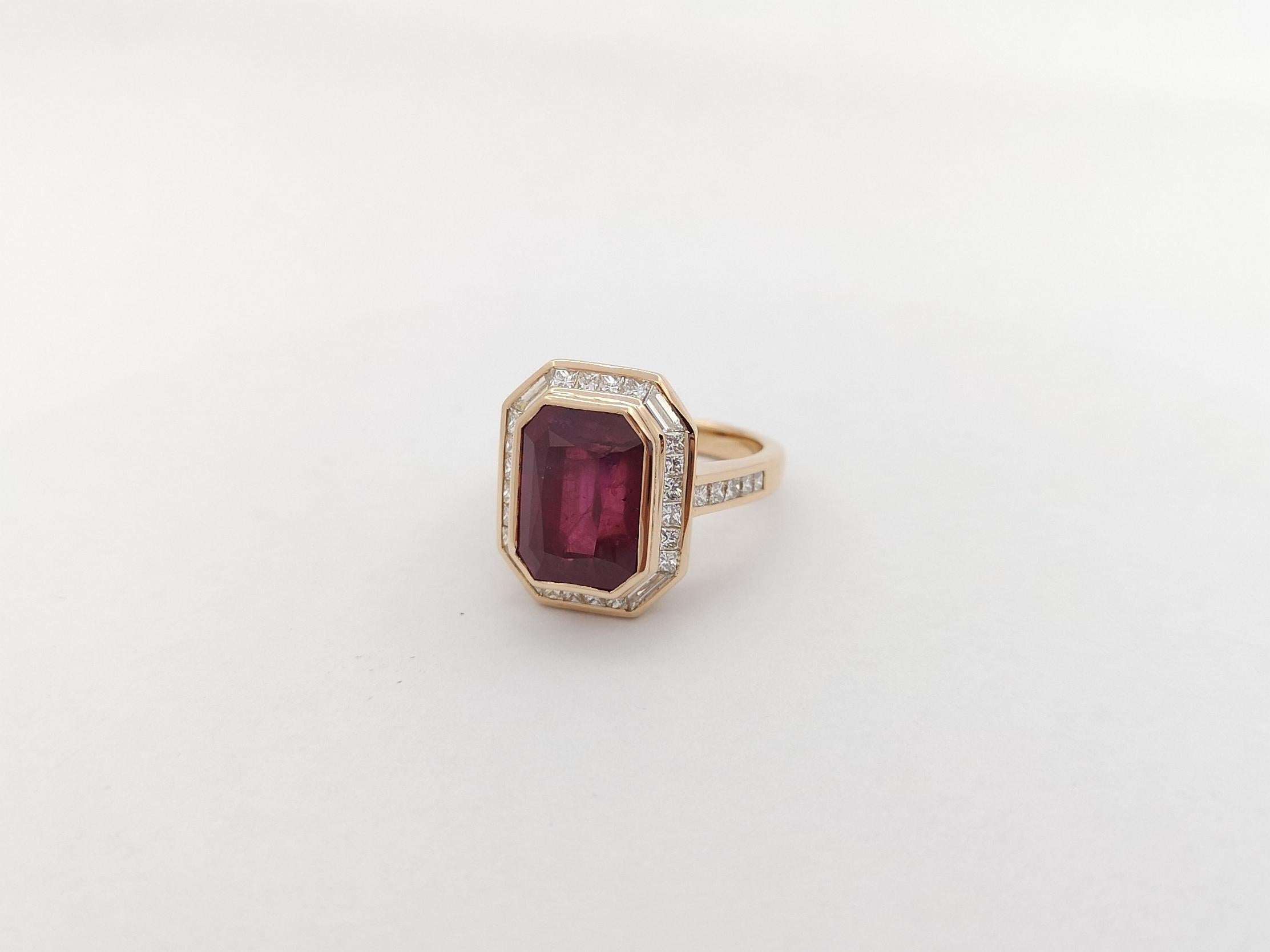 Ruby with Diamond Ring set in 18K Rose Gold Settings For Sale 9