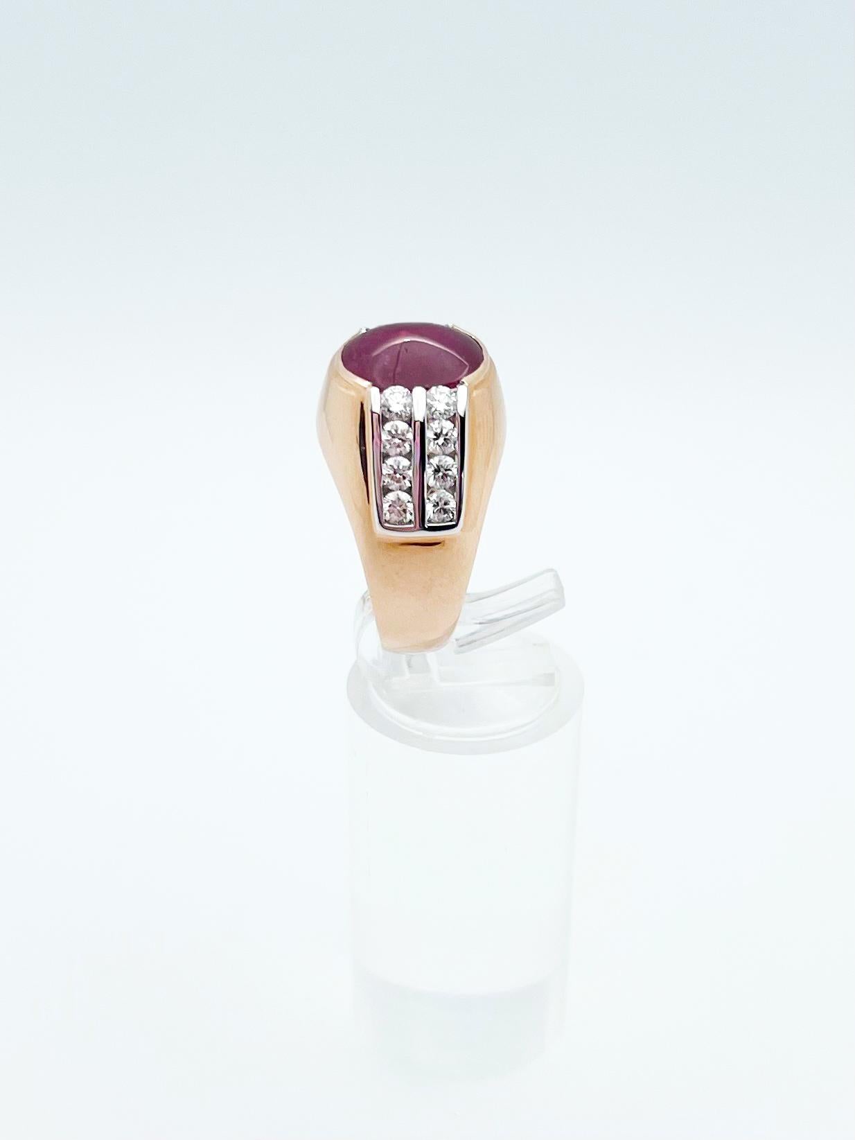 Anillo de Rubí con Diamante engastado en Oro Rosa de 18K en venta 9