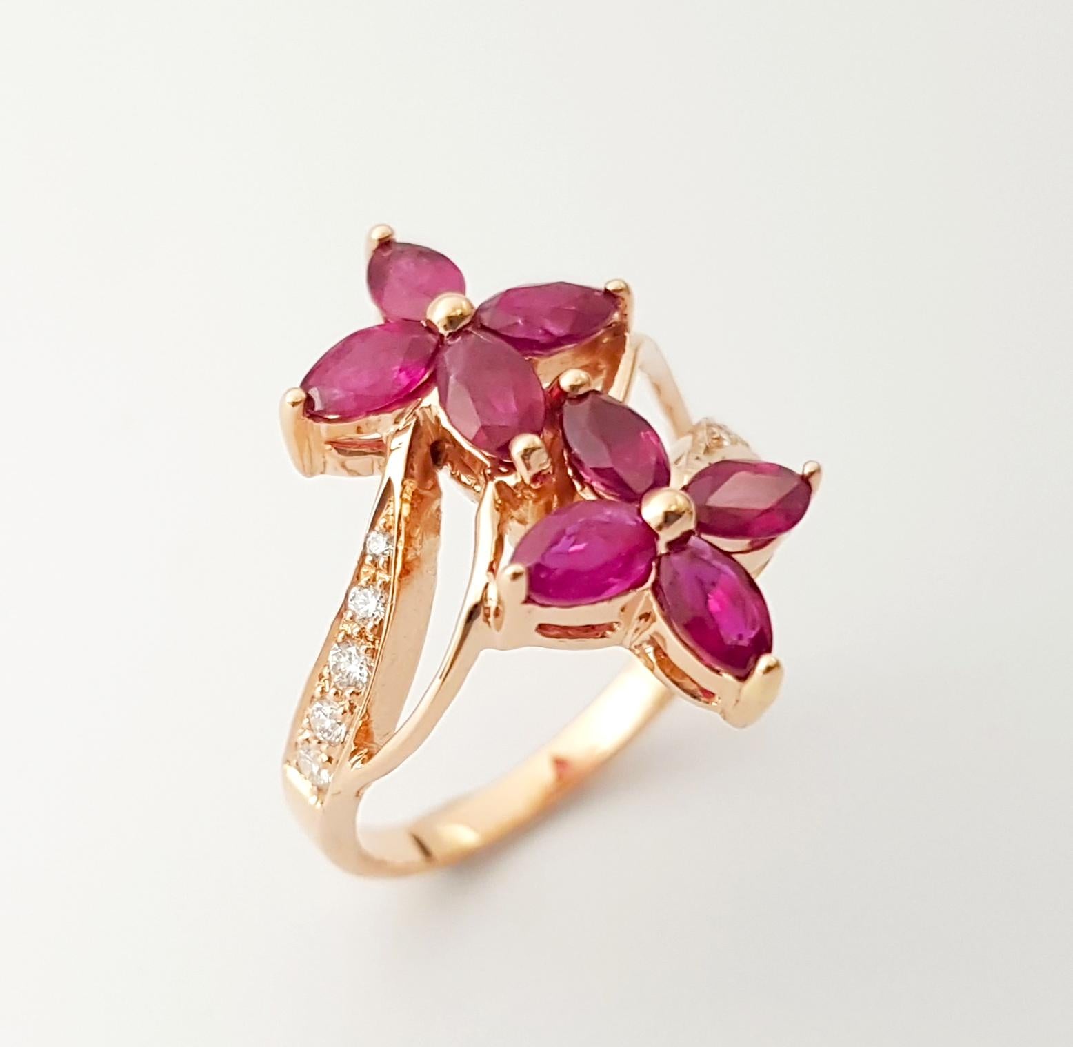 Rubin-Ring mit Diamanten in 18 Karat Roségold gefasst im Angebot 9