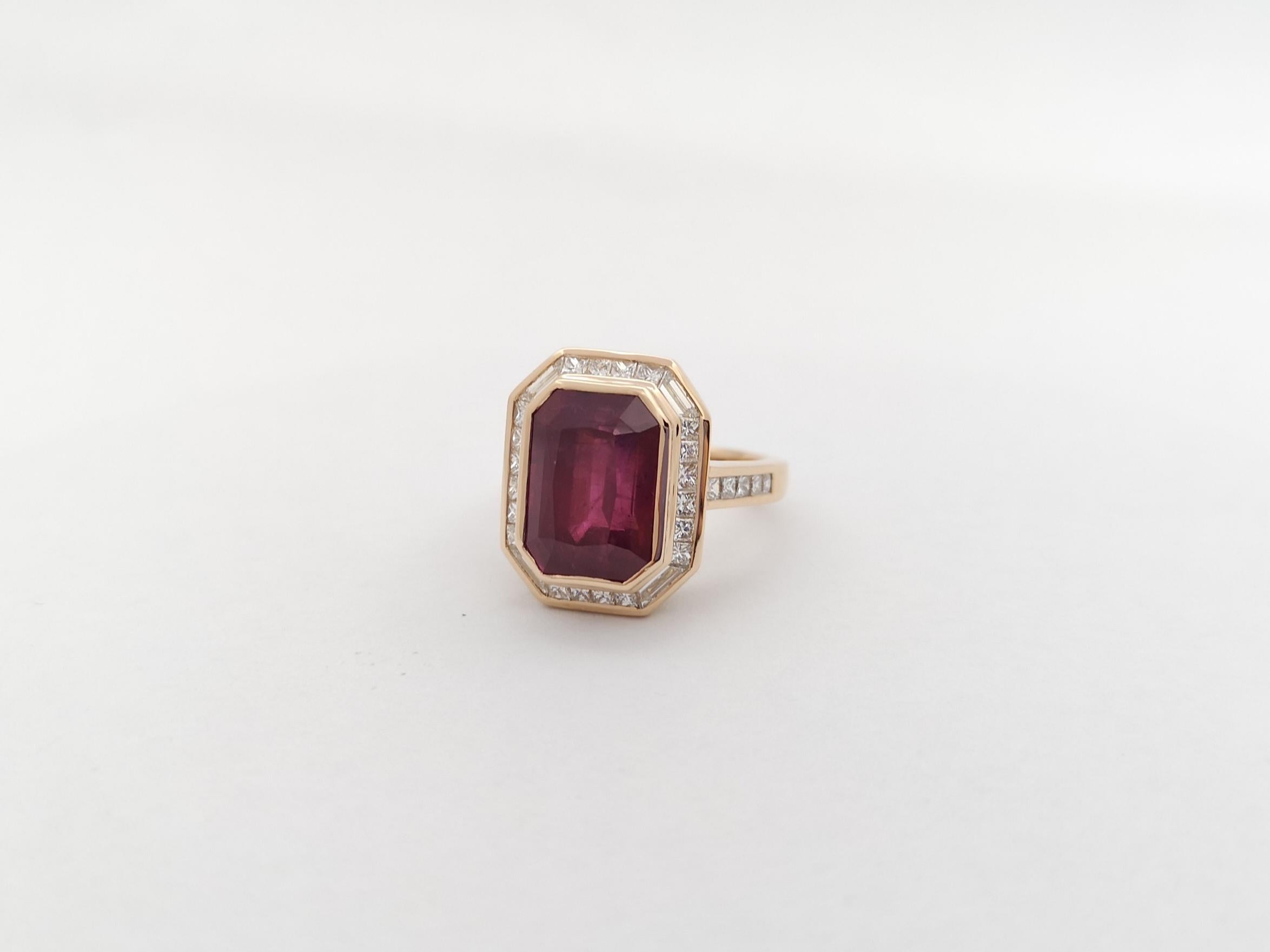 Ruby with Diamond Ring set in 18K Rose Gold Settings For Sale 11